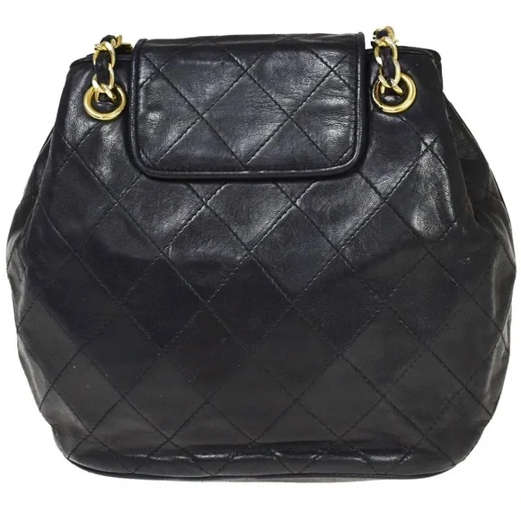 CHANEL CC MATELASSE Fringe Chain Shoulder Bag Leather Black Vintage - Picture 3 of 12